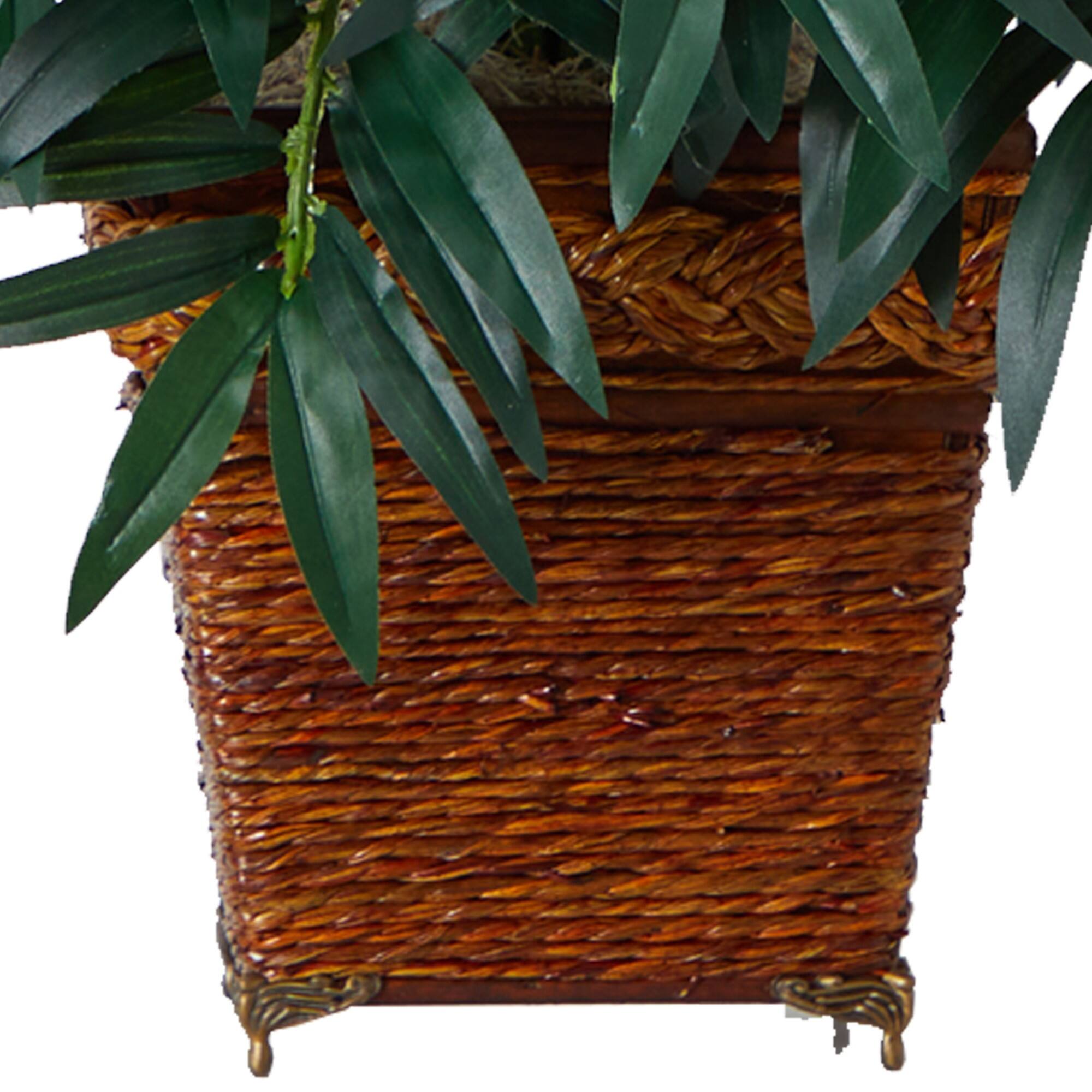 32" Artificial Bamboo Palm Plant with Wicker Basket